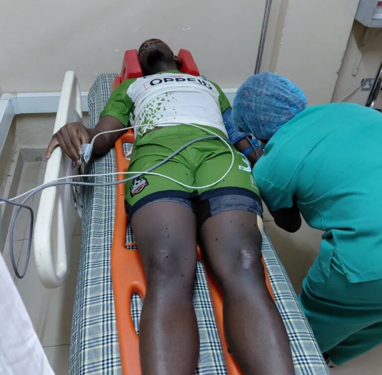 Basangwa rushed to hospital in a Toyota Land Cruiser as Specific and NEC hearth blanks